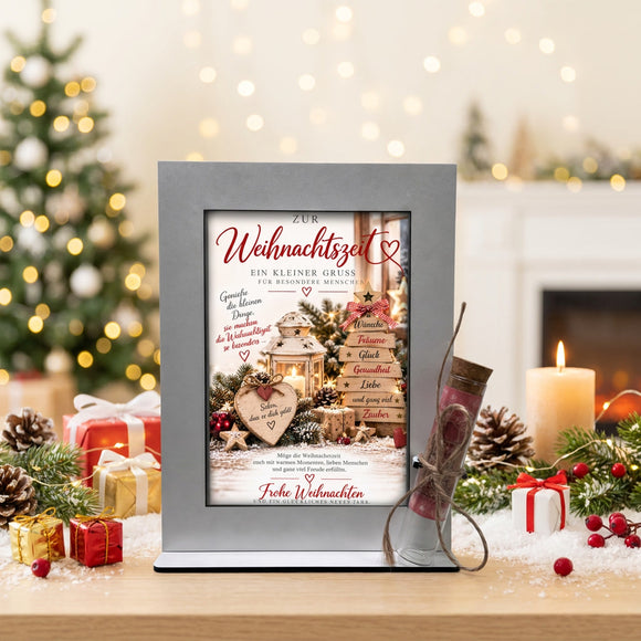 Geldgeschenk Weihnachten mit Holzbaum für Wünsche, Träume, Glück, Gesundheit und Liebe