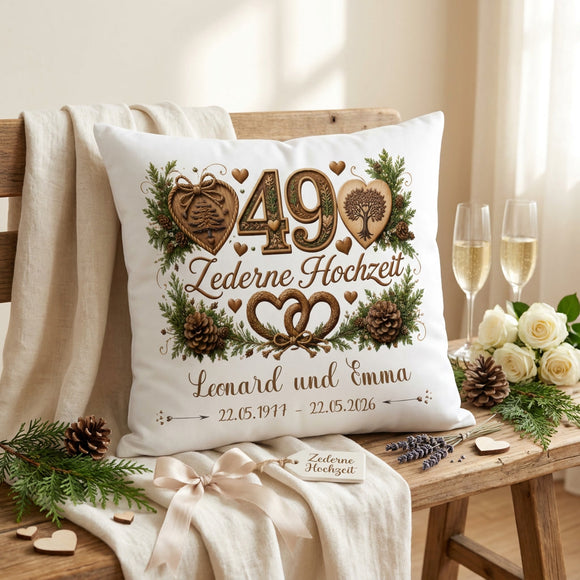 Zederne Hochzeit Kissen personalisiert als hochwertiges Hochzeitsjubiläum Geschenk