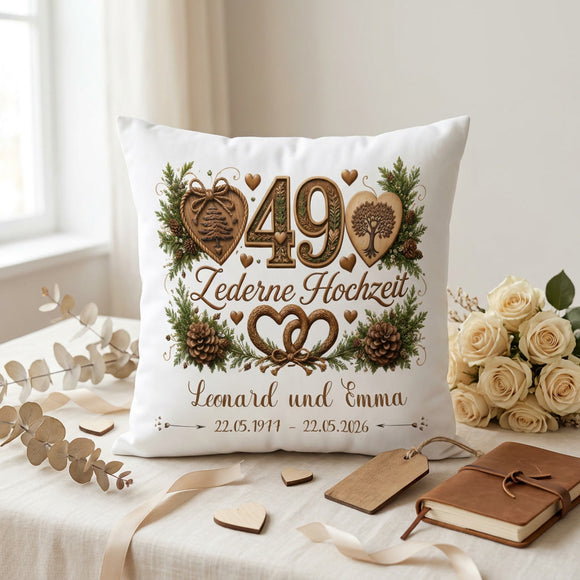 Geschenk zum 49. Hochzeitstag mit elegantem Zedernen Hochzeit-Design und Namen des Ehepaares