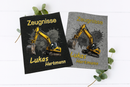 Personalisierte Zeugnismappe mit Bagger Motiv für Jungen zur Einschulung