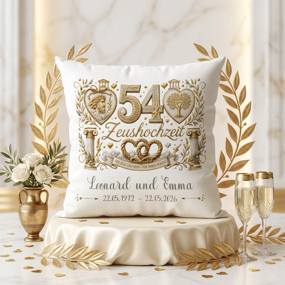 Geschenk Zeushochzeit personalisiertes Kissen zum 54. Hochzeitstag