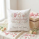 Geschenk zur Zuckerhochzeit als hochwertiges Satin-Kissen mit Namen