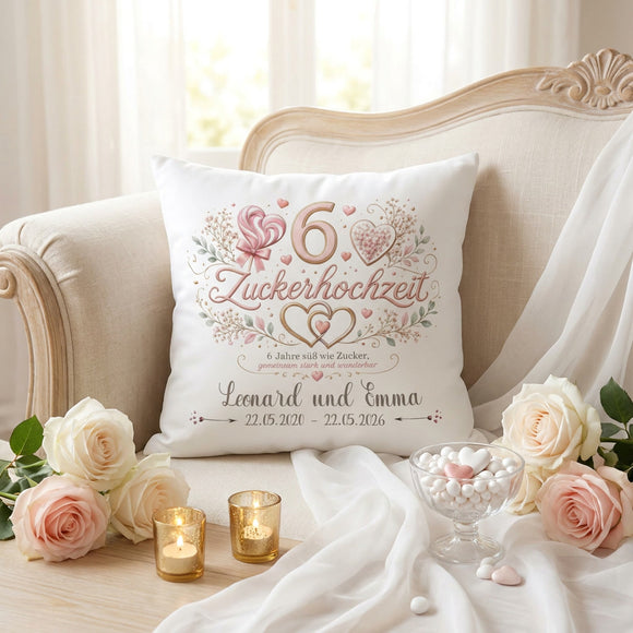 Personalisiertes Hochzeitskissen zum 6. Hochzeitstag