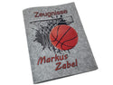 Zeugnismappe mit Namen aus Filz (A4) incl.zeugniss Hefter Geschenk Einschulung Zeugnis mappe personalisiert Basketball