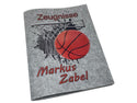 Zeugnismappe mit Namen aus Filz (A4) incl.zeugniss Hefter Geschenk Einschulung Zeugnis mappe personalisiert Basketball