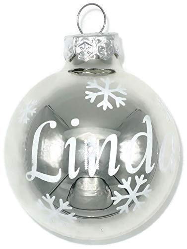 Weihnachtskugel mit Name | Christbaumkugeln Glas Silber personalisierte Christbaumkugel | Weihnachtskugeln personalisiert | Geschenkidee