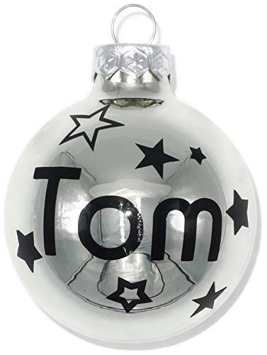 Weihnachtskugel mit Name | Christbaumkugeln Glas Silber personalisierte Christbaumkugel | Weihnachtskugeln personalisiert | Geschenkidee