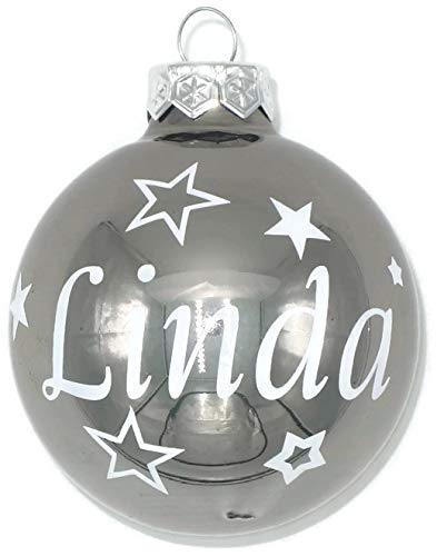 Weihnachtskugel mit Name | Christbaumkugeln Glas Silber personalisierte Christbaumkugel | Weihnachtskugeln personalisiert | Geschenkidee