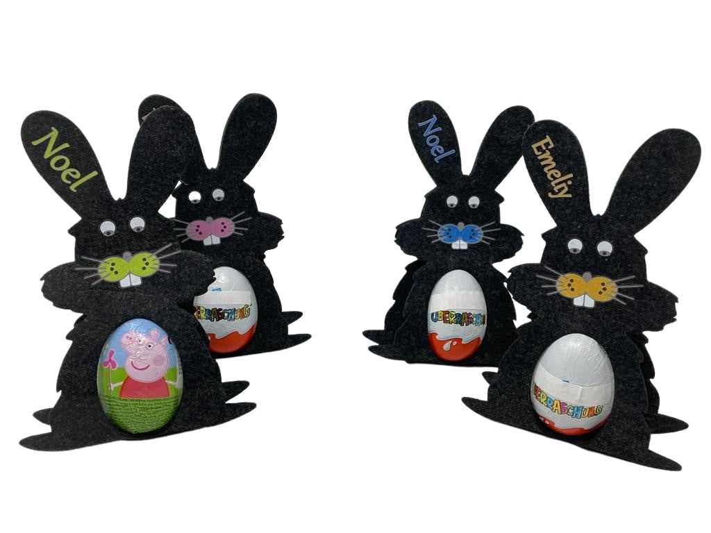 Osterhase mit namen aus Filz Ü-Ei halter eierhalter oster geschenk personalisiert osterei Dunkel