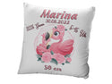 Kissen als Geschenk zur Taufe oder Geburt mit Namen & Datum Babykissen Flamingo personalisiertes Geburtskissen