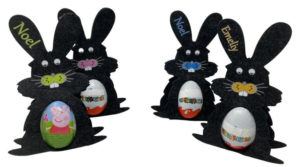 Osterhase mit namen aus Filz Ü-Ei halter eierhalter oster geschenk personalisiert osterei Dunkel