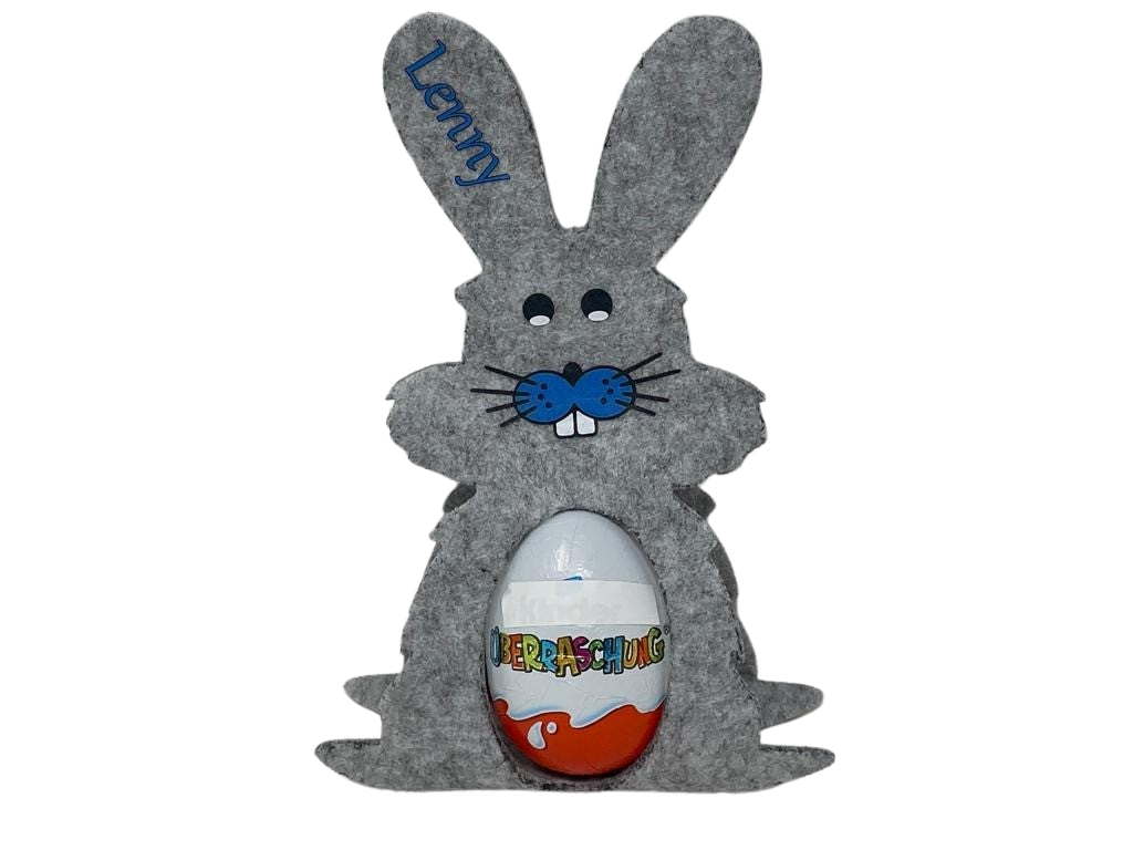 Osterhase mit namen aus Filz Ü-Ei halter eierhalter oster geschenk personalisiert osterei hell