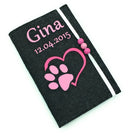 EU-Heimtierausweis / Impfpass / Herz Pfote pink/ mit Namen Hülle Hund