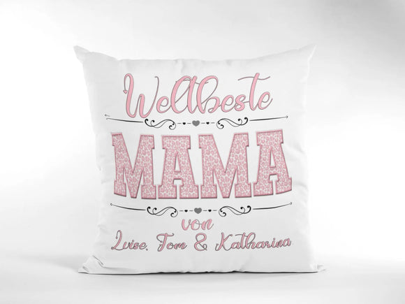 Muttertagsgeschenk: Kissen mit MAMA-Buchstaben und Wunschtext