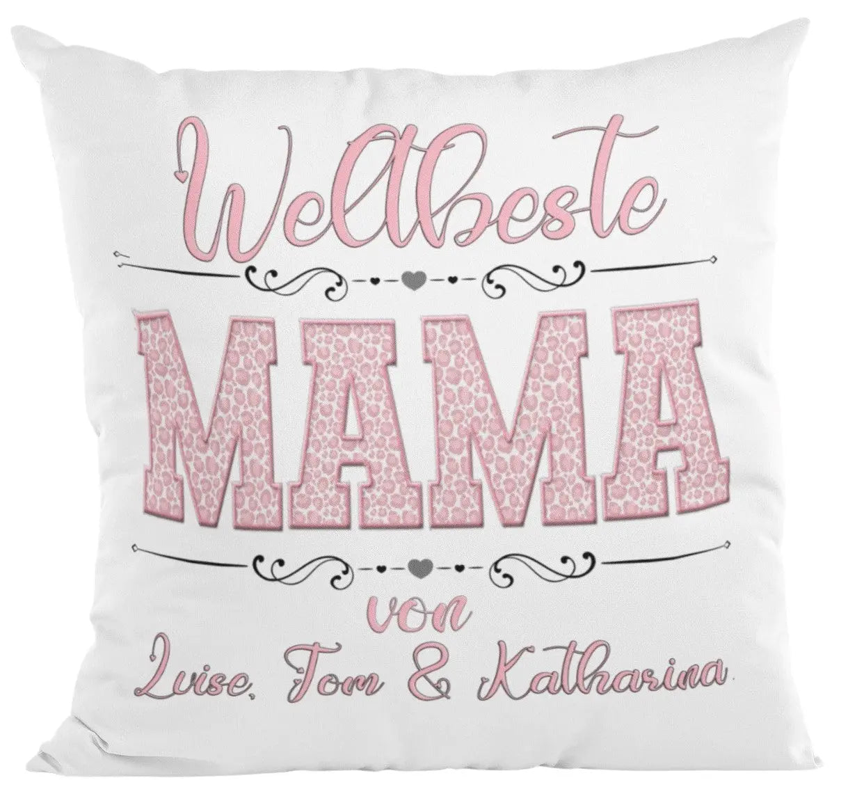 Mama Kissen personalisiert mit großer MAMA-Schrift und Verzierungen