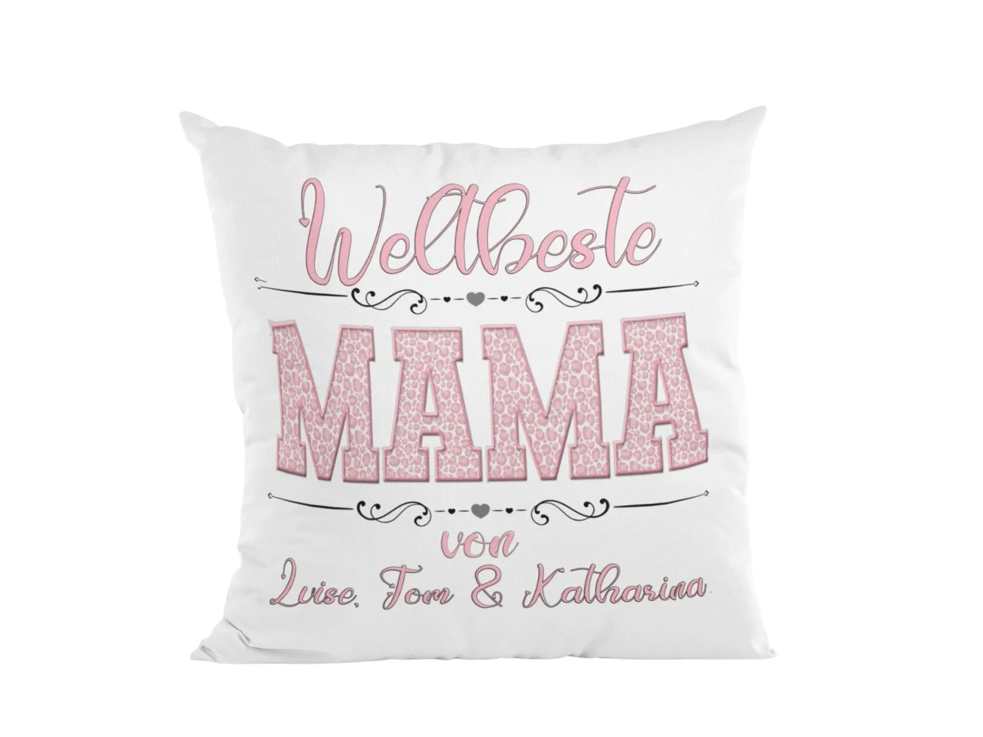 Personalisiertes Mama Kissen in Pastellrosa, modern und kuschelig