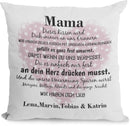 Geschenk für Mama – weißes Kissen mit Herz und Widmung