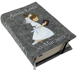 Gotteslobhülle mit Namen aus Filz gebetsbuch mädchen Gesangbuch einband Kommunion gotteslob hülle Fadensalat-shop