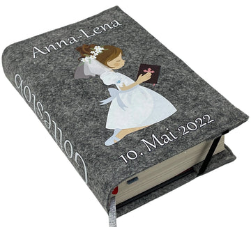 Gotteslobhülle mit Namen aus Filz gebetsbuch mädchen Gesangbuch einband Kommunion gotteslob hülle Fadensalat-shop