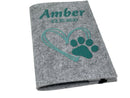 Personalisierter Impfpass für Hunde oder Katzen mit mintfarbenem Herzmotiv.