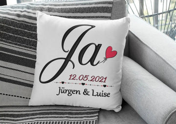 Hochzeitsgeschenk Personalisiertes Hochzeitskissen Geschenk zur Hochzeit mit Namen Wir sagen Ja Fadensalat-shop