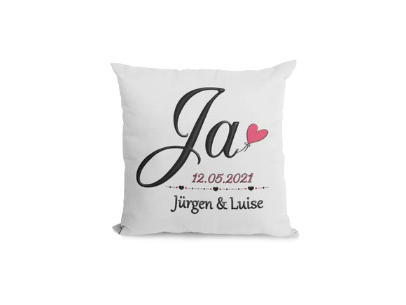 Hochzeitsgeschenk Personalisiertes Hochzeitskissen Geschenk zur Hochzeit mit Namen Wir sagen Ja Fadensalat-shop