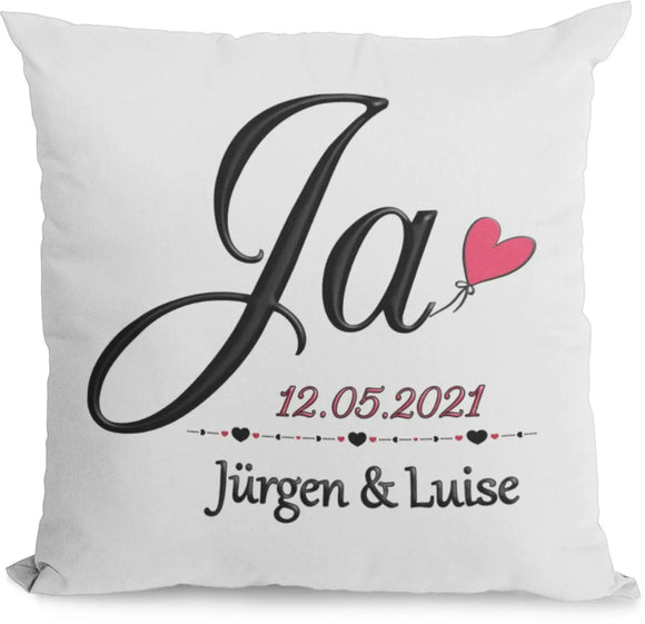 Hochzeitsgeschenk Personalisiertes Hochzeitskissen Geschenk zur Hochzeit mit Namen Wir sagen Ja Fadensalat-shop