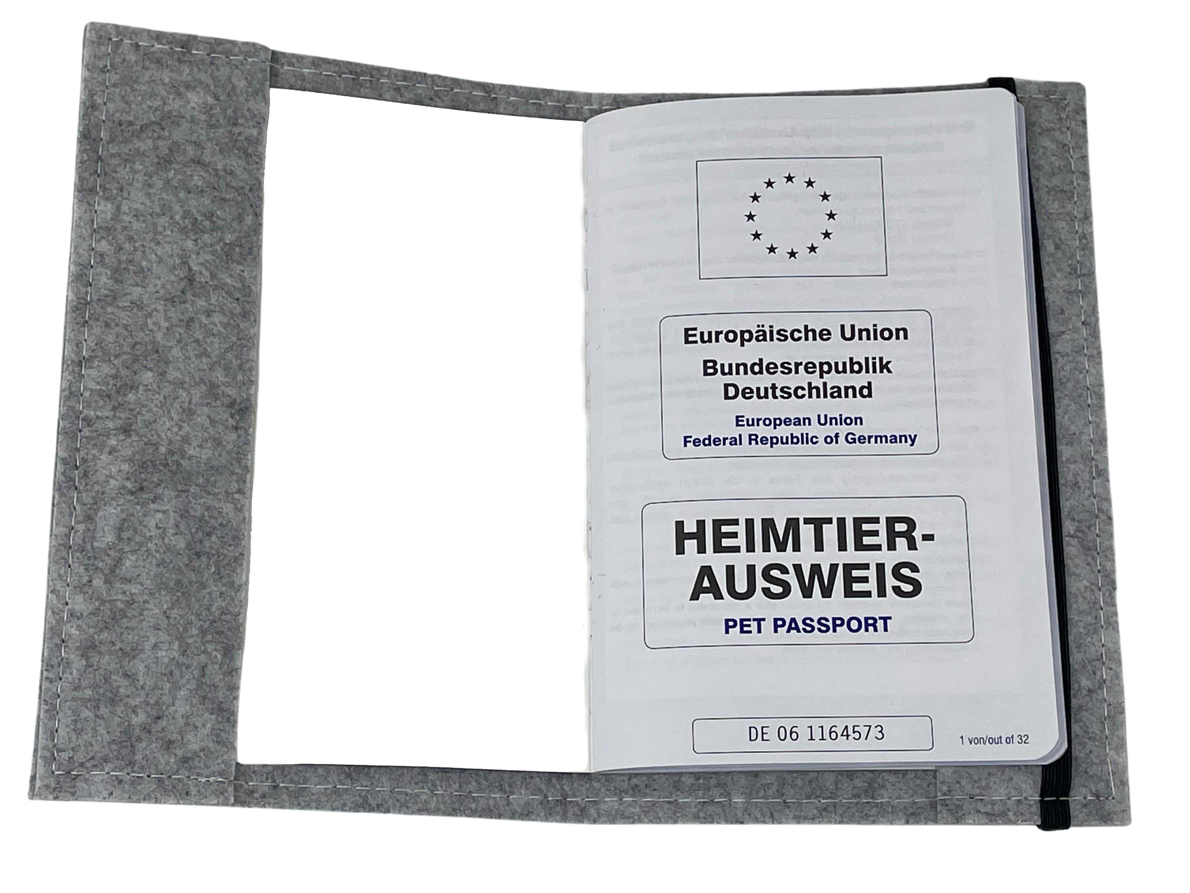 Heimtierausweis Hülle filz personalisiert Impfpass Hund Katze mit Namen Love Grün Hell