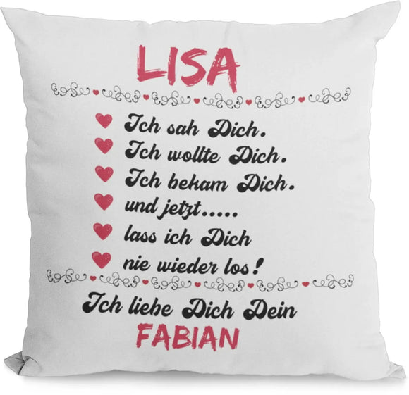 Kissen Mit Namen Datum Ich sah dich ,ich liebe dich Hochzeitstag Valentinstags Geschenk Freund Freundin Geburtstag Fadensalat-shop