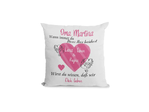 Kissen Oma geschenk mit Namen herzberührt Individuell personalisiert einzahl mehrzahl enkelnamen dekokissen Fadensalat-shop