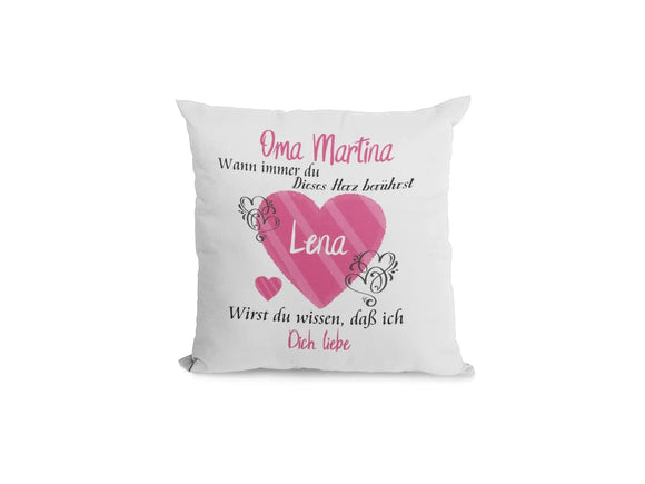 Kissen Oma geschenk mit Namen herzberührt Individuell personalisiert einzahl mehrzahl enkelnamen dekokissen Fadensalat-shop