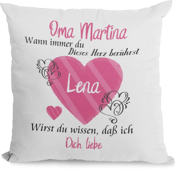 Kissen Oma geschenk mit Namen herzberührt Individuell personalisiert einzahl mehrzahl enkelnamen dekokissen Fadensalat-shop