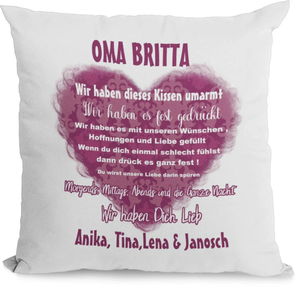 Kissen Oma geschenk mit Namen wir haben es umarmt Individuell personalisiert einzahl mehrzahl enkelnamen dekokisse Fadensalat-shop