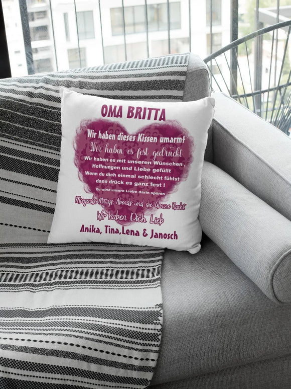 Kissen Oma geschenk mit Namen wir haben es umarmt Individuell personalisiert einzahl mehrzahl enkelnamen dekokisse Fadensalat-shop
