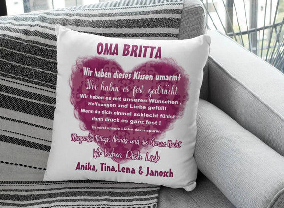 Kissen Oma geschenk mit Namen wir haben es umarmt Individuell personalisiert einzahl mehrzahl enkelnamen dekokisse Fadensalat-shop
