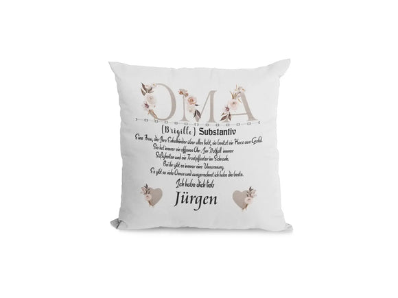 Geschenk für Oma – Kissen „Substantiv“ mit Namen in Klammern