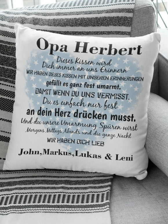 Personalisiertes Kissen für Opa mit Namen und emotionalem Spruch