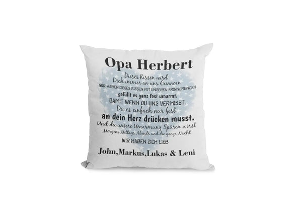 Geschenk für Opa zum Geburtstag – personalisiertes Kissen mit Text