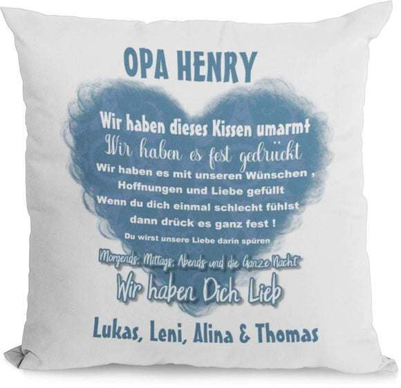 Vatertagsgeschenk: Opa Kissen personalisiert mit Widmung