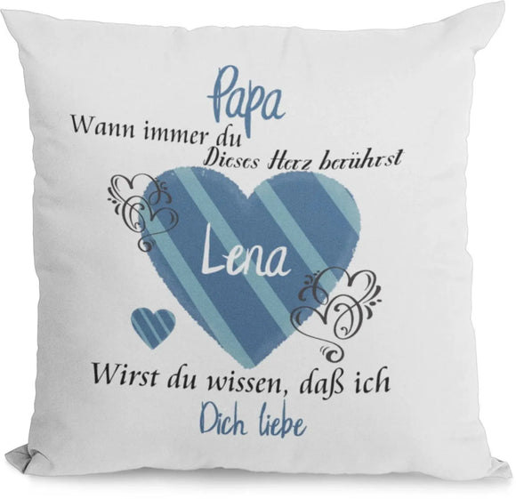 Kissen Papa geschenk mit Namen herzberührt Individuell personalisiert einzahl mehrzahl Kindernamen dekokissen Fadensalat-shop
