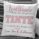 Tante Kissen personalisiert mit großer TANTE-Schrift und Verzierungen
