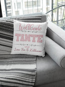 Geschenk für Tante – weißes Kissen mit Namen und Widmung