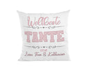 Dekokissen für Tante in Rosa, moderne Typografie und Herzornamente
