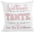 Personalisiertes Sofakissen „Weltbeste Tante“ mit Namenszeile