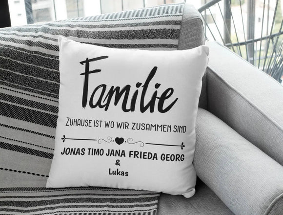 Kissen für Familien mit namen Geschenk Geburtstag Geschenk zum Einzug Fadensalat-shop