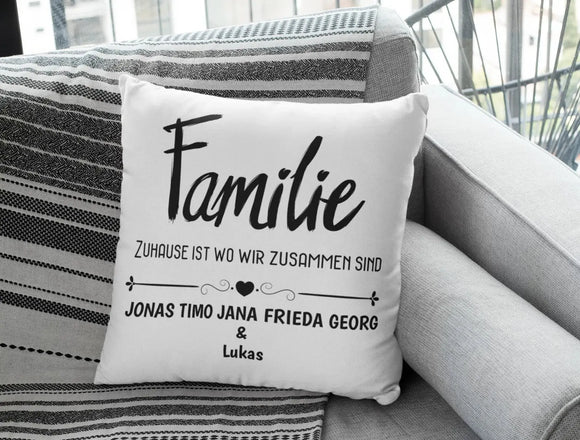 Kissen für Familien mit namen Geschenk Geburtstag Geschenk zum Einzug Fadensalat-shop