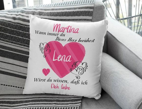 Kissen mit Namen geschenk herzberührt liebeserklärung Individuell personalisiert partnerschaft freundschaft Fadensalat-shop