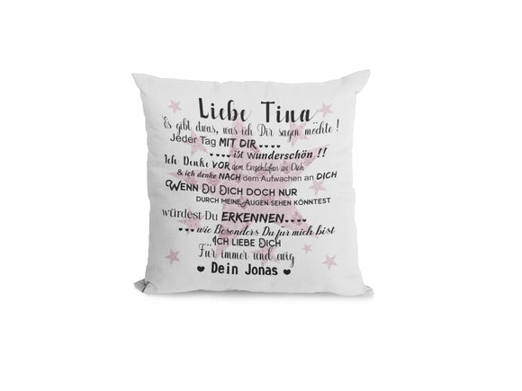 Kissen mit Namen geschenk liebeserklärung Individuell personalisiert partnerschaft freundschaft Valetienstag Hochzeittag jahrestag Fadensalat-shop