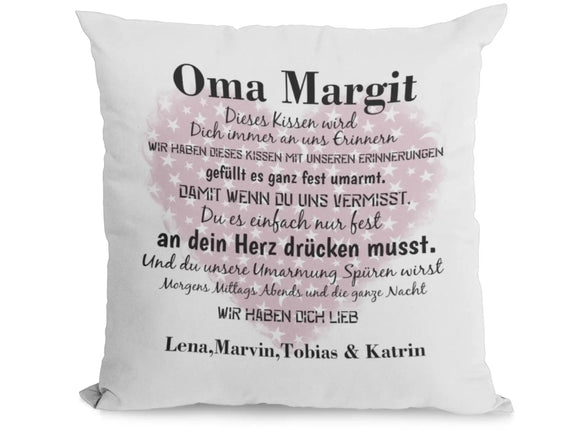 Personalisiertes Sofakissen „Oma + Name“ mit Sternen und Typomix