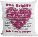 Weißes Kissen mit großem Herz, Oma-Name und Enkelnamen